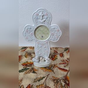 Russ White and Pink Cross Photo Frame